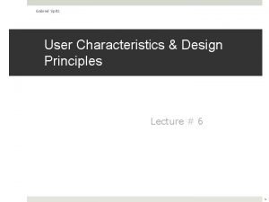 Gabriel Spitz User Characteristics Design Principles Lecture 6