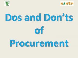 Dos and Donts of Procurement 15 Dos of