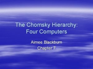 The Chomsky Hierarchy Four Computers Aimee Blackburn Chapter