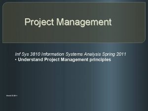 Project Management Inf Sys 3810 Information Systems Analysis