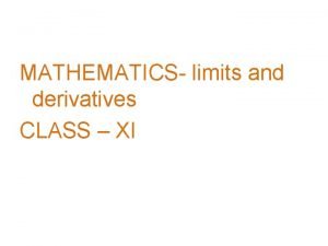 Ncert limits and derivatives pdf