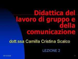 Didattica del lavoro di gruppo e della comunicazione