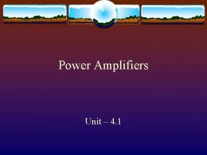Power amplifiers classification