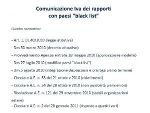 Comunicazione Iva dei rapporti con paesi black list