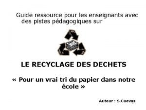 Guide ressource pour les enseignants avec des pistes