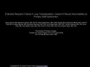 Extended Recipient Criteria in Lung Transplantation Impact of