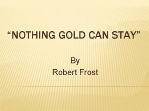 What is the allusion in nothing gold can stay