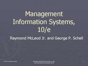 Management Information Systems 10e Raymond Mc Leod Jr