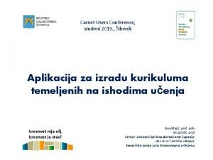 Carnet Users Conference studeni 2019 ibenik Aplikacija za