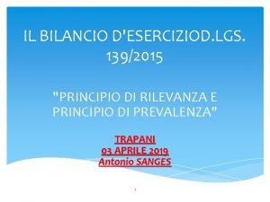 Principio di rilevanza