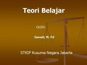 Teori Belajar OLEH Iswadi M Pd STKIP Kusuma