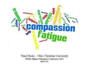 Thad Hicks Ohio Christian University FEMA Higher Education