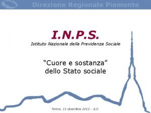 I N P S Istituto Nazionale della Previdenza