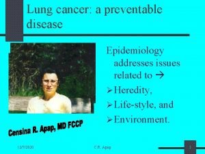 Lung cancer a preventable disease Epidemiology addresses issues