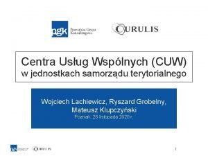 Centra Usug Wsplnych CUW w jednostkach samorzdu terytorialnego