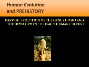 Human Evolution and PREHISTORY PART III EVOLUTION OF