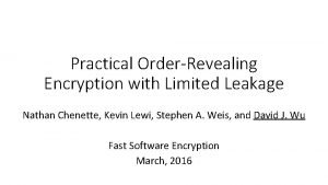 Order revealing encryption Order revealing encryption