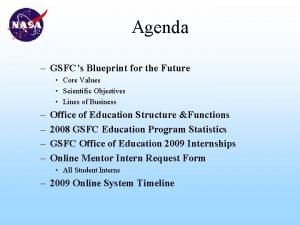 Agenda GSFCs Blueprint for the Future Core Values