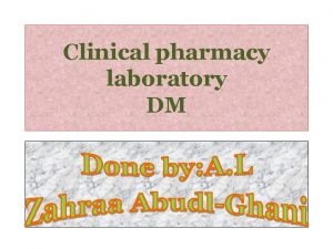 Clinical pharmacy laboratory DM Type I IDDM The