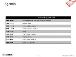 Agenda Thursday August 19 th 2010 9 00