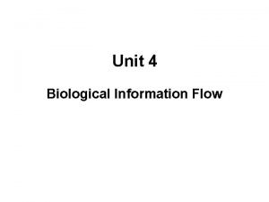 Unit 4 Biological Information Flow Information Flow REPLICATION