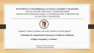 PONTIFICIA UNIVERSIDAD CATLICA MADRE Y MAESTRA FACULTAD DE