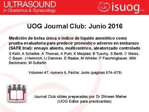 UOG Journal Club Junio 2016 Medicin de bolsa