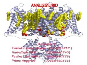 ANALISIS LIPID Kelompok 1 Florensia Indan Stepani 0806321575