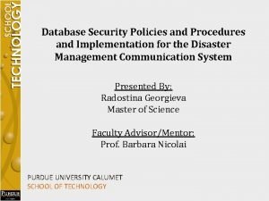 Database policy and procedures
