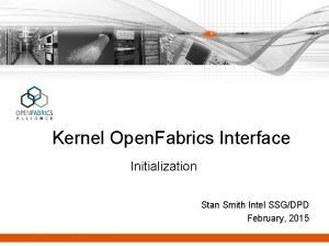 Kernel Open Fabrics Interface Initialization Stan Smith Intel