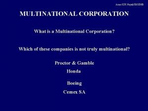 Amar KJR NayakIBXIMB MULTINATIONAL CORPORATION What is a