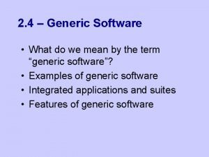 Generic software examples