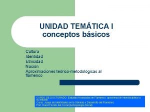 UNIDAD TEMTICA I conceptos bsicos Cultura Identidad Etnicidad