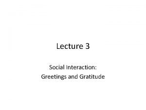 Lecture about greeting