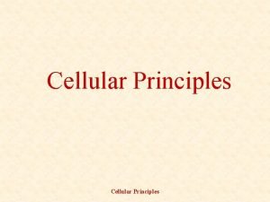 Cellular Principles Cellular Hierarchy Cellular Principles 2 System