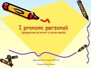 Pronomi personali definizione