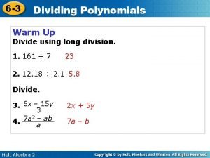 6-3 dividing polynomials