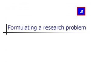 Research problem formulation