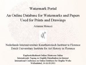 Watermark database