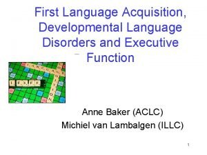 First Language Acquisition Developmental Language Disorders and Executive