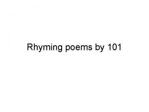 Rhyming poem about me
