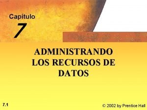 Captulo 7 ADMINISTRANDO LOS RECURSOS DE DATOS 7