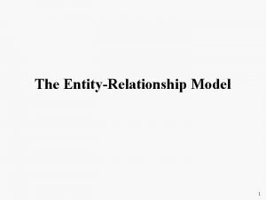 The EntityRelationship Model 1 Overview of Database Design