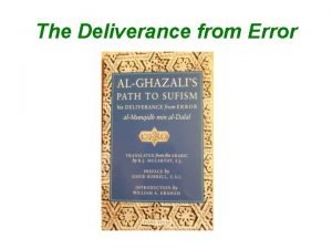 Deliverance from error