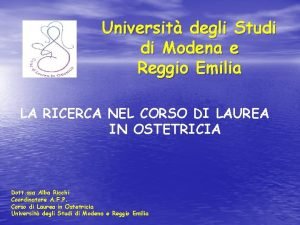 Universit degli Studi di Modena e Reggio Emilia