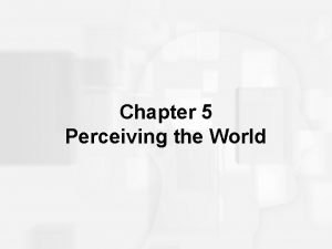Chapter 5 Perceiving the World Some Key Terms