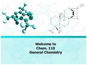 Welcome to Chem 110 General Chemistry Dr Salem