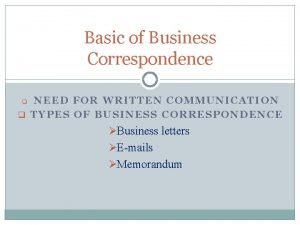 Types of written correspondence