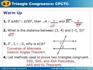 Lesson 4-6 triangle congruence cpctc