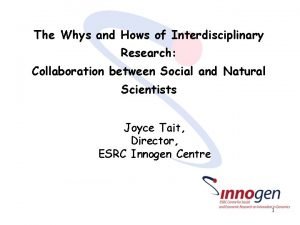 The Whys and Hows of Interdisciplinary Research Collaboration